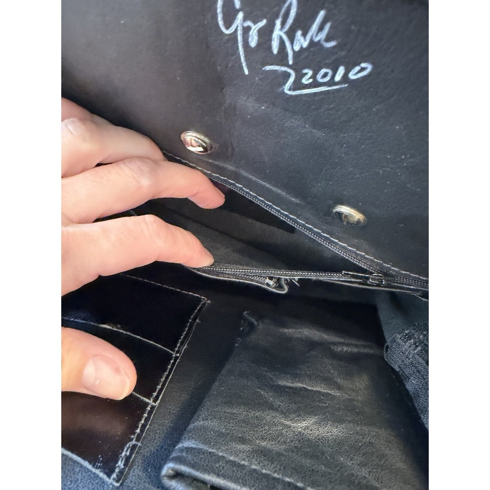 Greg Roche Signed 2010 Leather Backpack Red Black Embossed Vintage Artisan - Picture 5 of 12